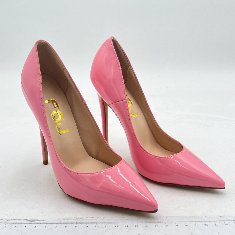 FSJ Pink Pointed Toe Pumps High Heel Sexy Stilettos Slip On Office Dress Shoes